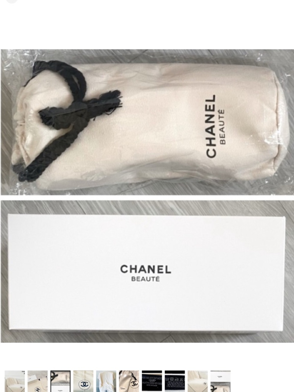 CHANEL Cream Throw with Black Trim and Logo - Picture 3 of 5